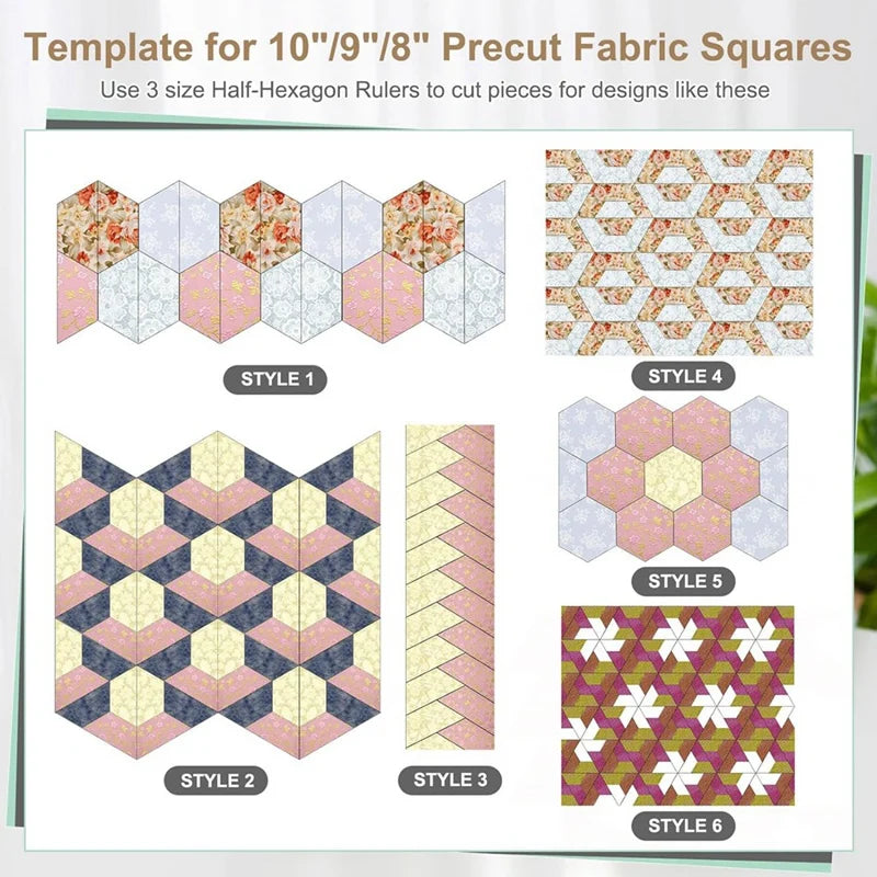 Modelos de Borda Hexagonal Média para Quilt, Conjunto de Três