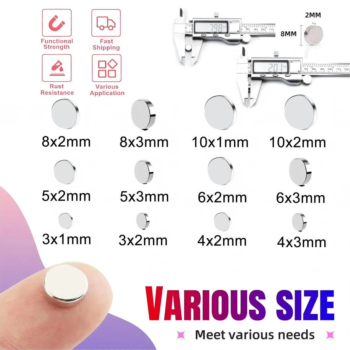 Small Round Craft Magnets, 50-Piece Pack