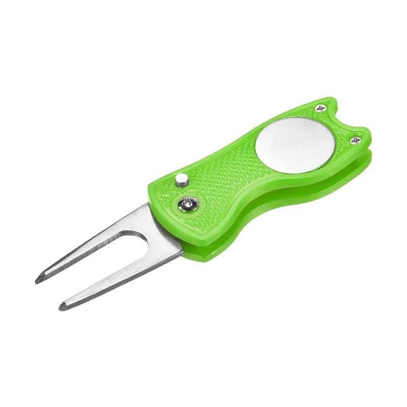 Folding Golf Divot Tool with Magnetic Ball Marker