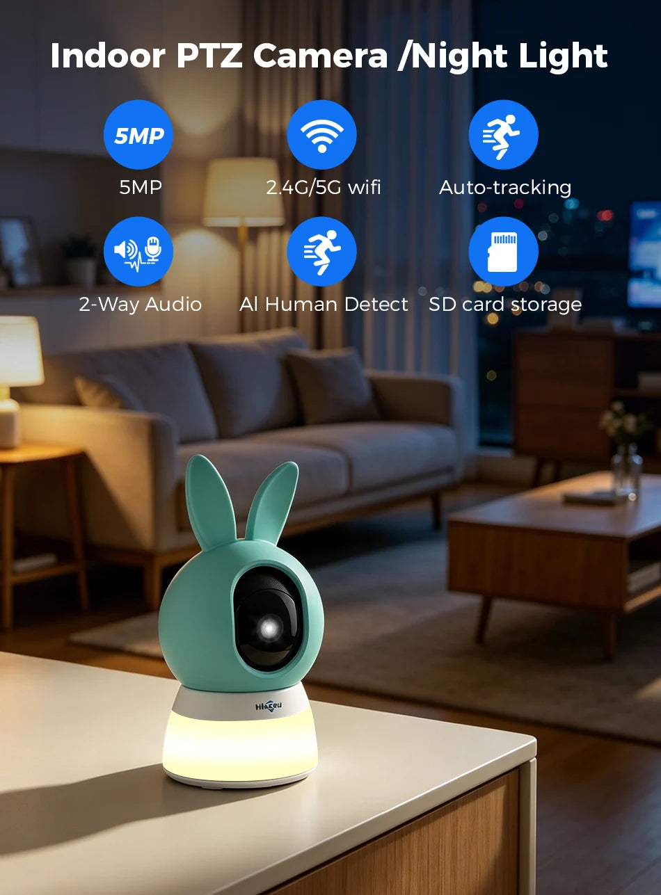 5MP WiFi PTZ Indoor Security Camera with Two-Way Audio