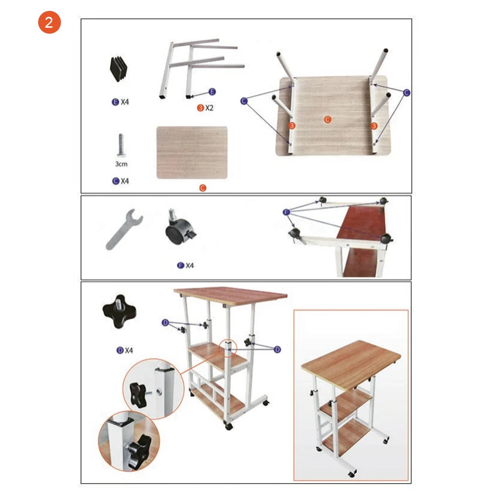 Height Adjustable Wooden Bedside Desk for Home Office