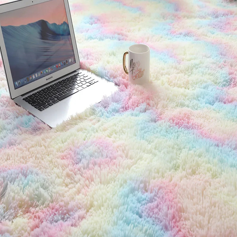 White Fluffy Hall Carpet Modern Living Room Bedroom Home Decor Large Mats Thickened Non-Slip Girl Children's Room Pink Furry Rug 
