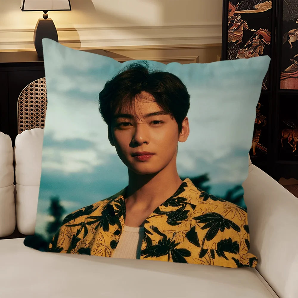 Cha Eun Woo Cushion Cover, Square Printed Pillow Case 30-70 cm