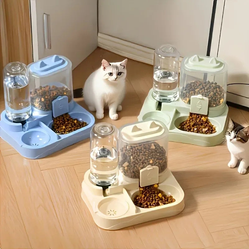 Pet Feeder Dual Food Bowl All-in-One Automatic Food Water Dispenser Large Capacity Food Storage Dispenser Pet Supplies