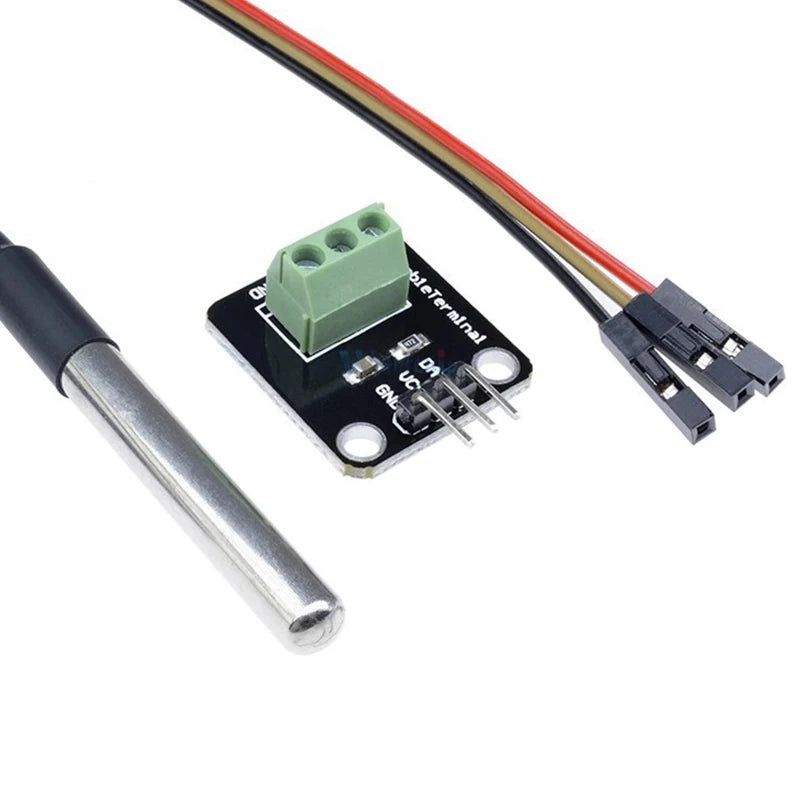 DS18B20-vandtæt temperatursensorprobe med kabel og adaptermuligheder