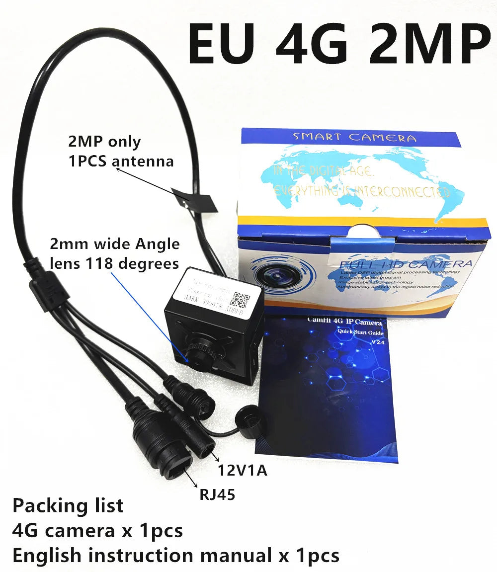 European Version 5MP 2MP 4G SIM Card Mini Camera SD MIC Human Detection Security Surveillance IP Camera HD Display Camera Camhi