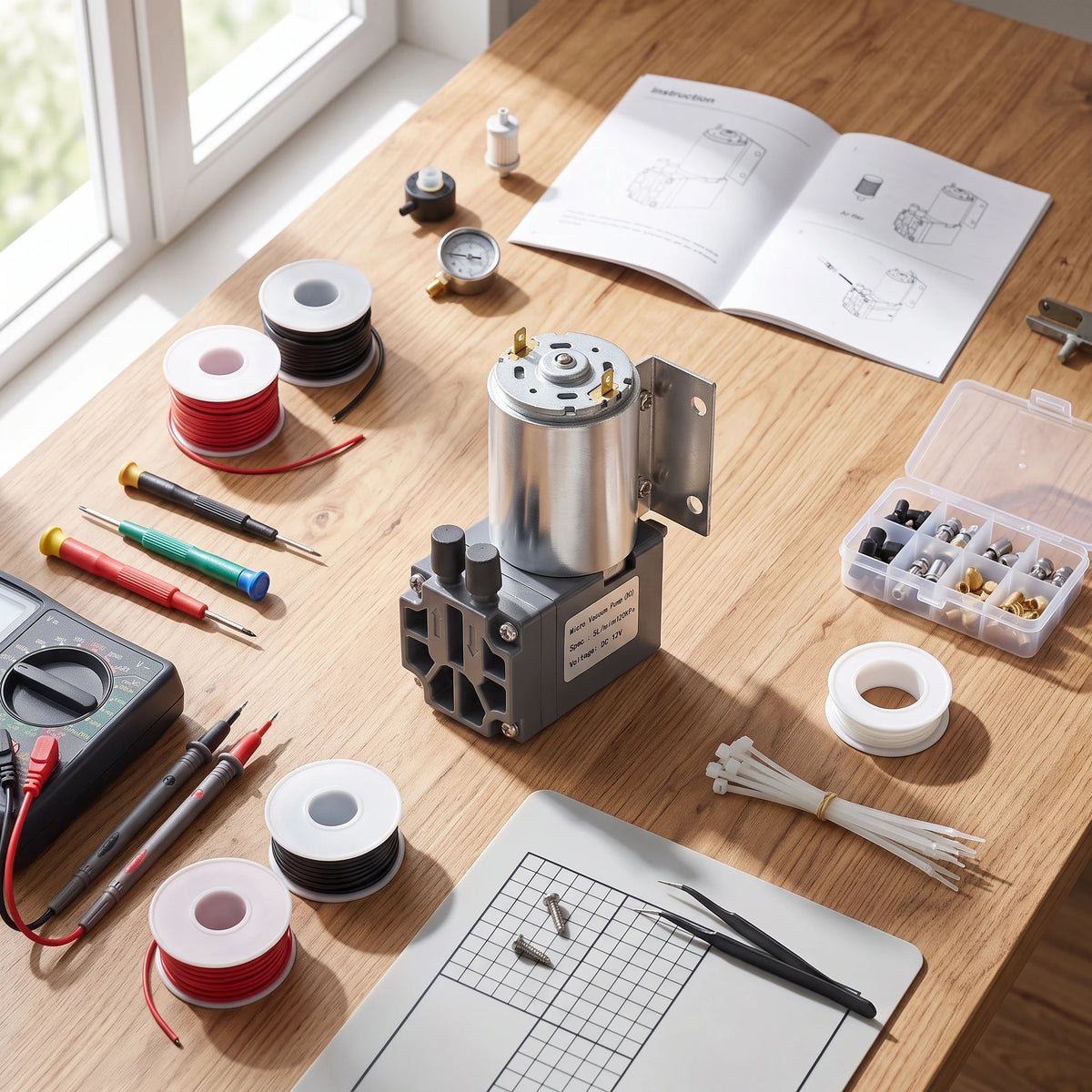 Vakuumpump negativt tryck sugpump DC 12V 5L/min 120kpa mini vakuumpump negativt tryck sugpumpning med hållare