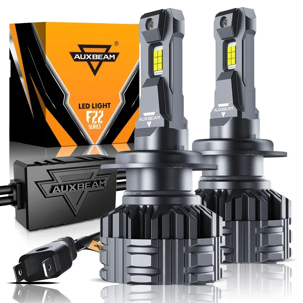 AUXBEAM 110W LED Headlight Bulbs H4 H7 H11 9005 9006 9007 LED Bulbs BUILT-IN CAN-Bus HIGH BRIGHTNESS 24000LM 6500K F22 SERIES