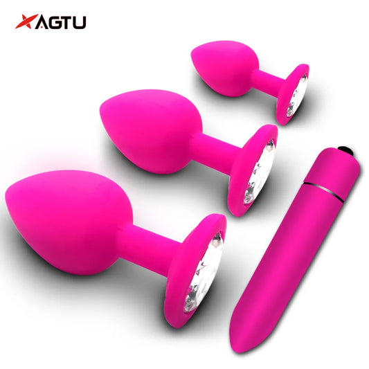 S/M/L Anal Plug Butt Vibrator Women/Men Soft Silicone Round Shaped Erotic Bullet Analplug Sex Toys for Adults Bullet Vibrator