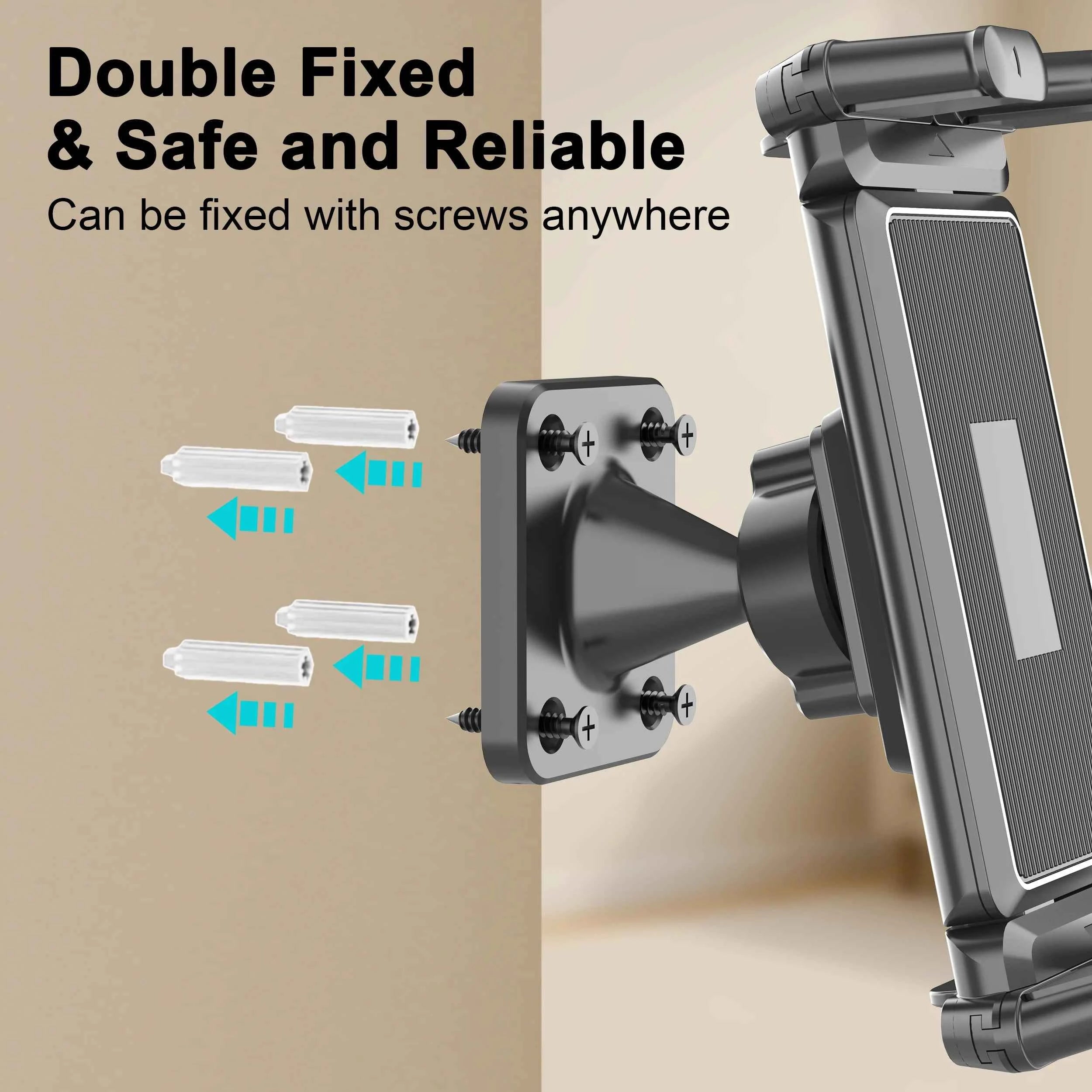 Tablet Wall Mount, 360° Rotation Tablet Holder Stand, Sturdy Base, Kitchen Wall Mount Compatible with iPad/iPhone/All 4.7-15 In