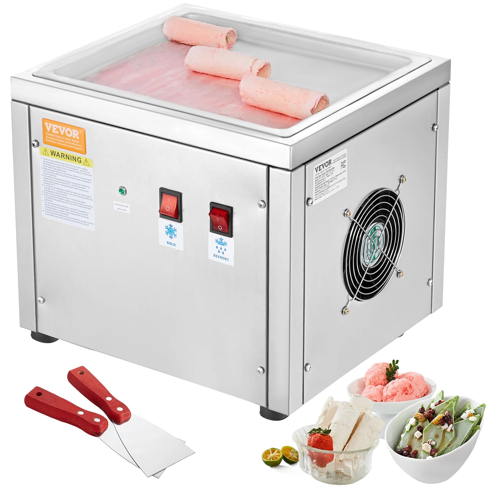 Rolled Ice Cream Maker with Compressor Stainless Steel 500W