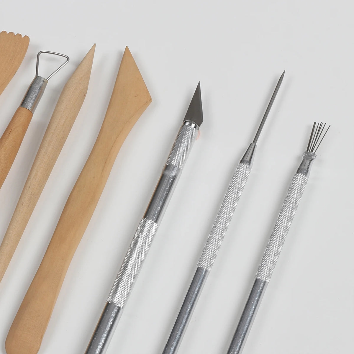 Wood and Metal Pottery Detailing Tools, 8-Piece Set