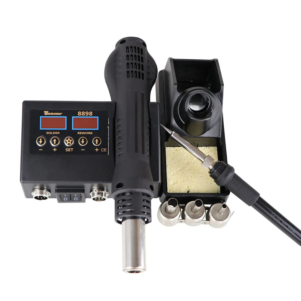 Soldering Station Digital Temperature Adjustable 2 in 1 SMD Solder Iron Hot Air Heat Gun Welding Rework For PCB IC Repair Tools 