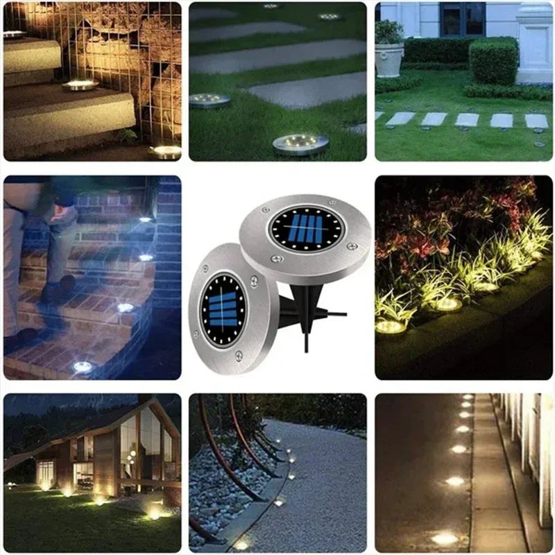 Solar Ground Disc Lights for Garden Decoration