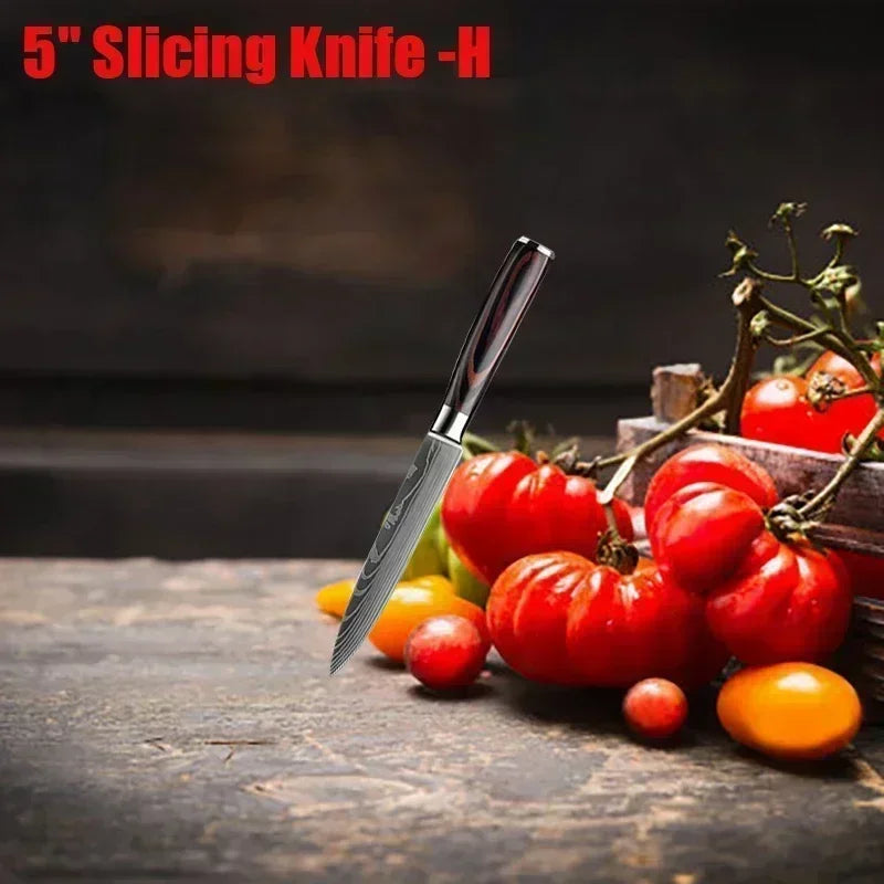 Professional Damascus Kitchen Knives Japanese Santoku Cleaver Slicing Knife Stainless Steel Boning Knife Butcher Cleaver Knife 