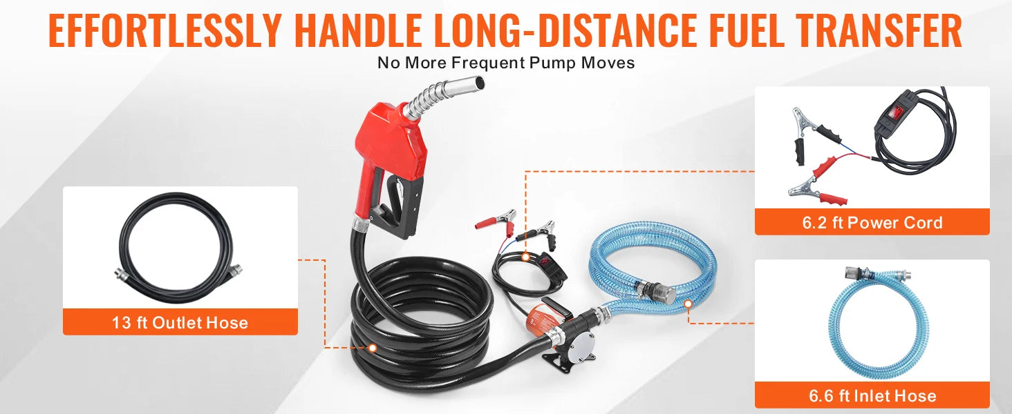 12V DC Fuel Transfer Pump 5–15 GPM Portable Diesel Gas Pump