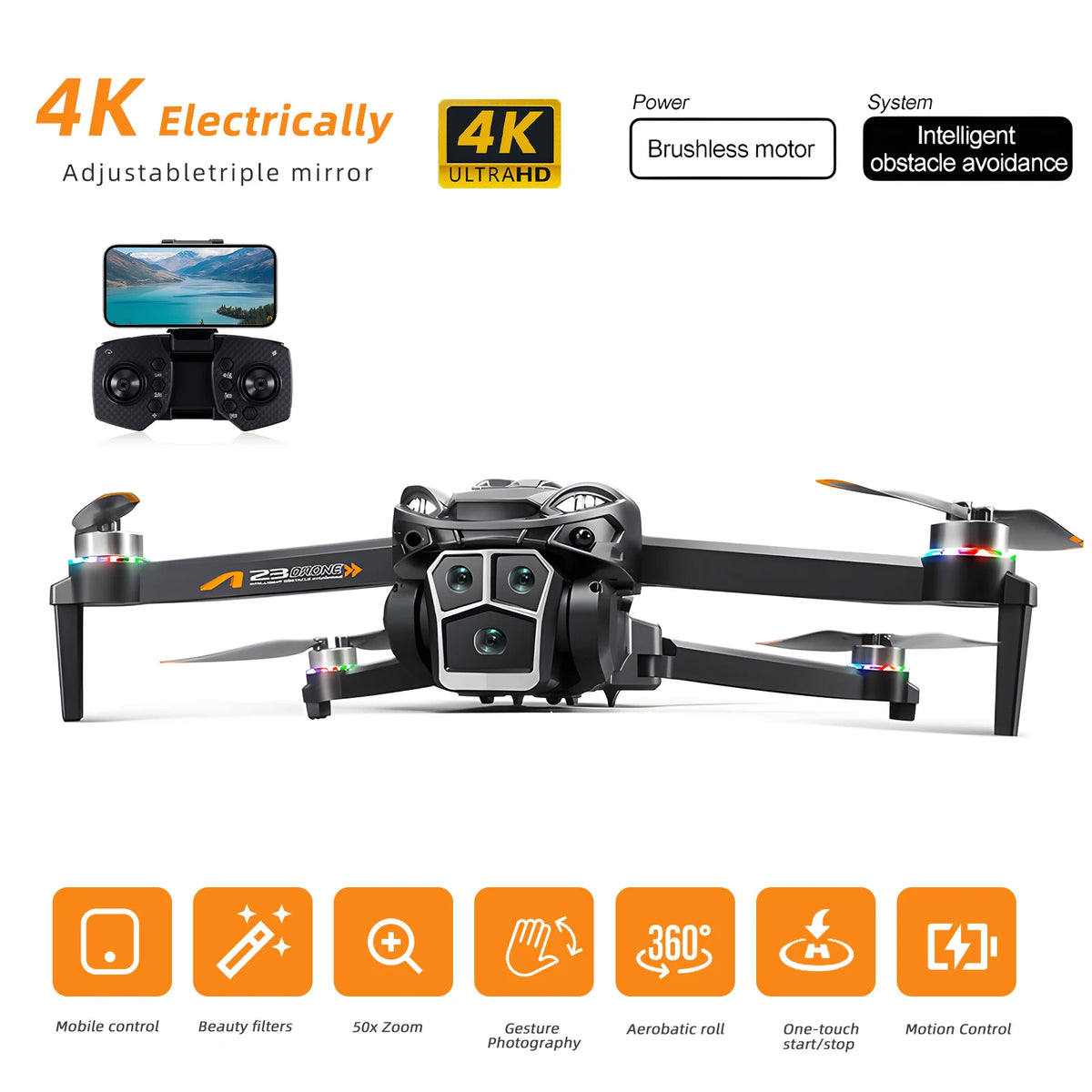 Podofo Drone 4k Professional Dual Camera  Mini Helicopter Quadcopter Toy Obstacle Avoidance Foldable RC Drone Headless Mode Mini Drones