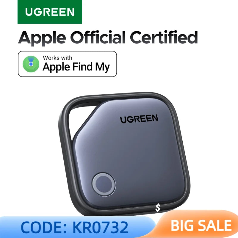 UGREEN Smart Bluetooth Tracker, Keys Finder Item Locator SmartTag Up to 2 Year Battery Phone Finder For Apple Find My (only IOS) 