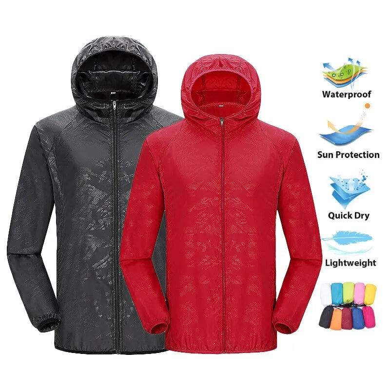 LNGXO Unisex Hiking Jacket Men Women Waterproof Quick Dry Camping Windbreaker Trekking Fishing Rain Coat Outdoor Anti UV Clothes 