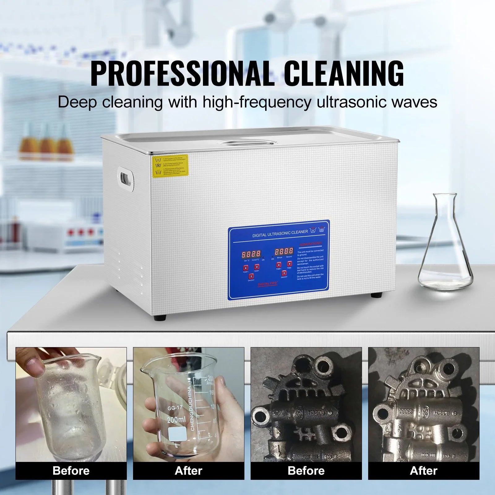30L Ultrasonic Cleaner with Heater & Timer for Deep Precision Cleaning