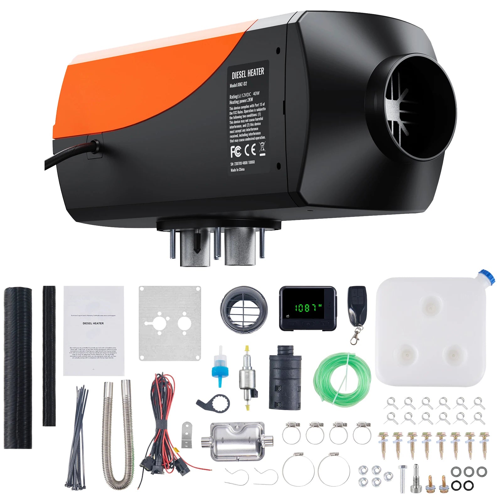 2KW dizelski grijač zraka 12V s daljinskim upravljačem i LCD zaslonom za kamp-kućicu, kamion, brod