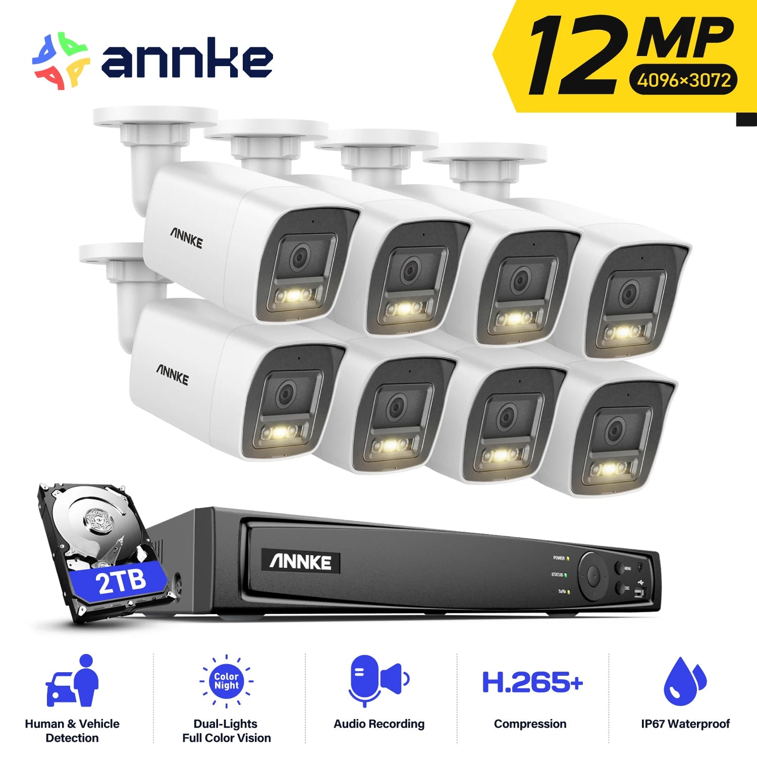ANNKE 12MP 8-Channel PoE Security Camera System with Night Vision