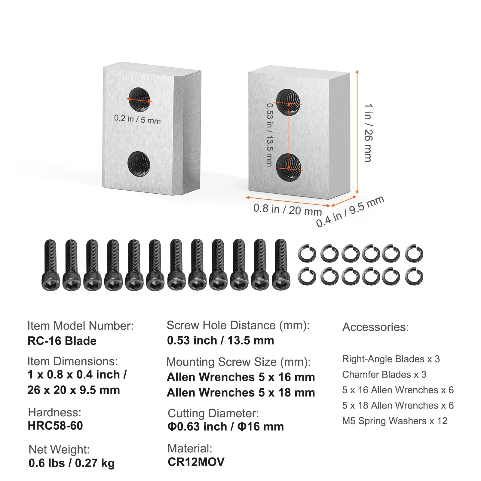 Electric Rebar Cutter Replacement Blades Set (6PCS) for RC-25