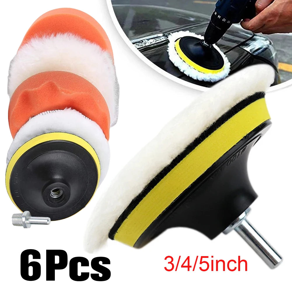 6-Piece Car Polishing Buffer Pad Kit for Drill Waxing