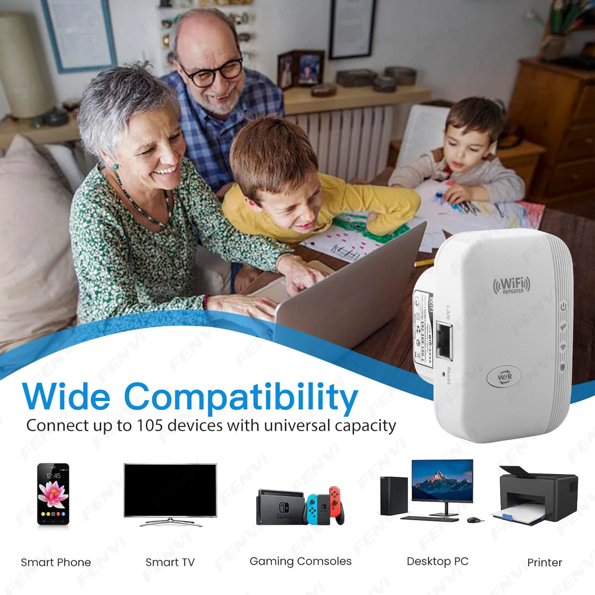 300 Mbps Wi-Fi Repeater - EU or US Plug