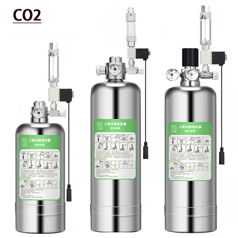 Stainless Steel Aquarium CO₂ Generator Kit — 1 L or 2 L