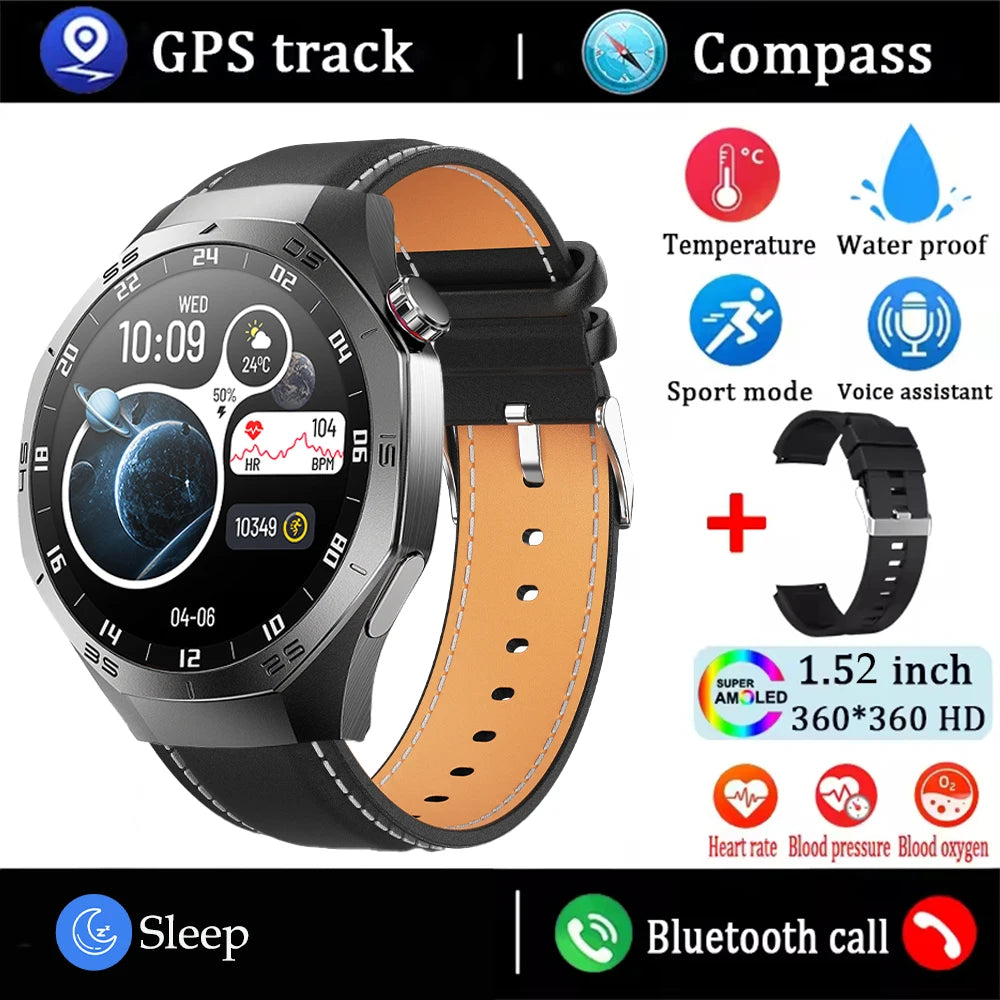 2025New For Android and ios Smart Watch Men AMOLED Screen GPS Motion trajectory Heart Rate Bluetooth Calls SmartWatch Waterproof 