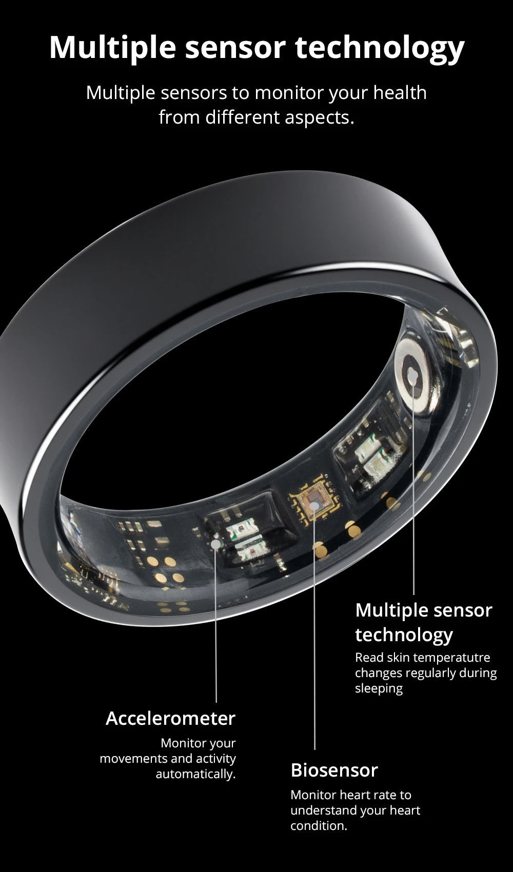 2024 COLMI R09 Smart Ring Men Women with Charging Case, Health and Sleep Monitor, Skin Temperature Monitor, 60 days battery life 