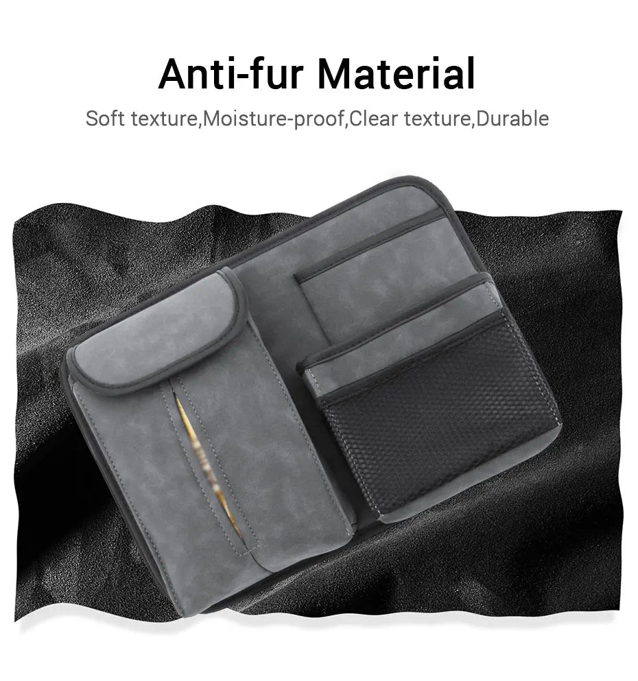 SEAMETAL Car Seat Back Storage Bag Premium Suede Car Organizer Multi-Pocket Storage Pocket Hanging Back Seat Auto Tissue Holder