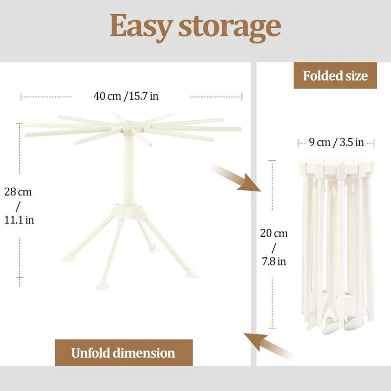 Folding 10-Arm Pasta Drying Rack