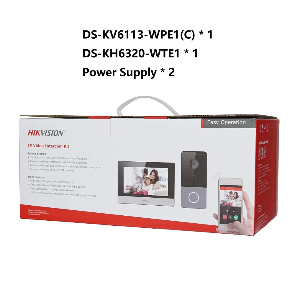 HIKVISION DS-KIS603-P(C) Multi-language 802.3af POE Video intercom KIT,include DS-KV6113-WPE1(C) & DS-KH6320-WTE1 & Power supply hikvision