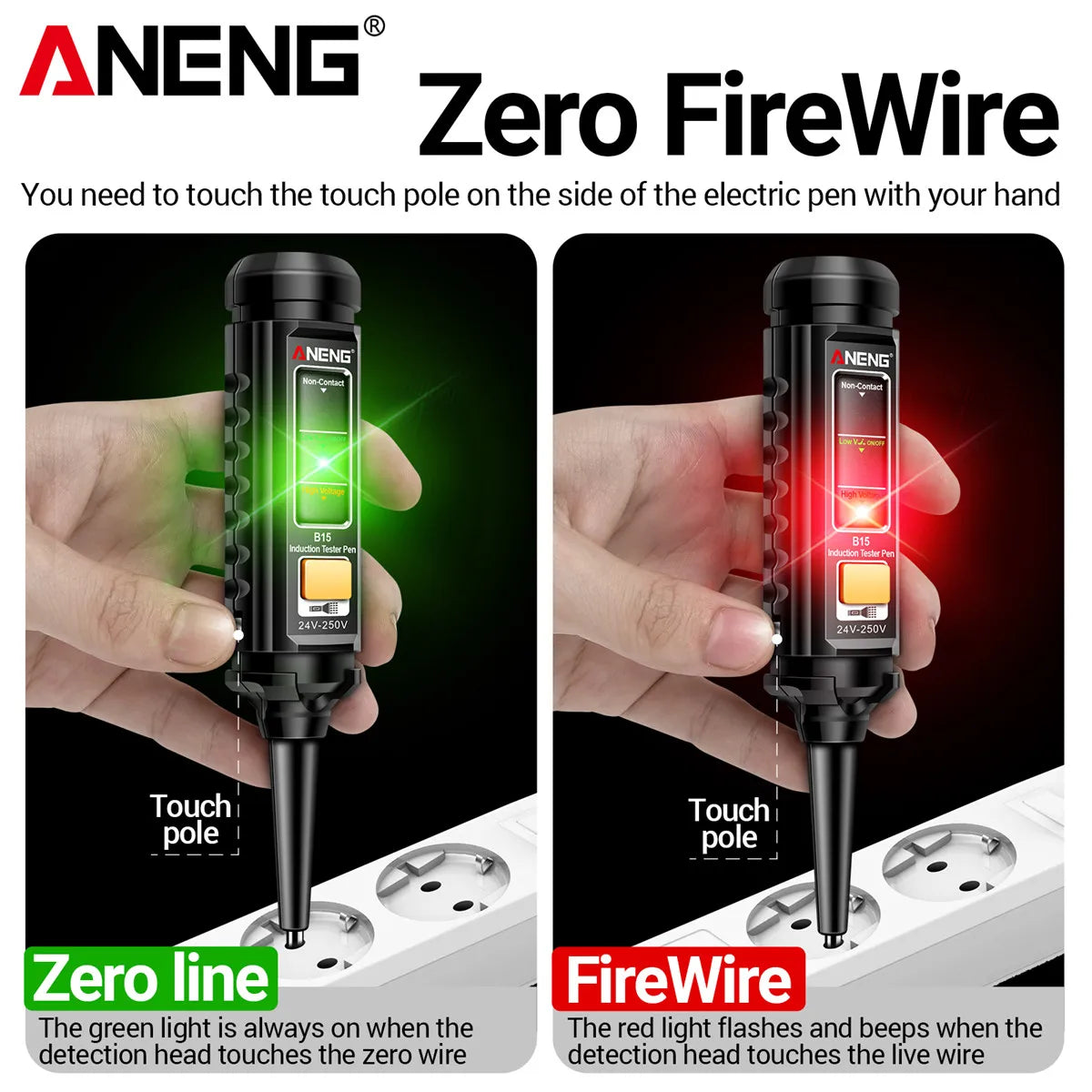 ANENG B15 Induction Teste Pen Highlight Color Light Professional AC Voltage Detection Electrician Screwdriver Testing Tools 