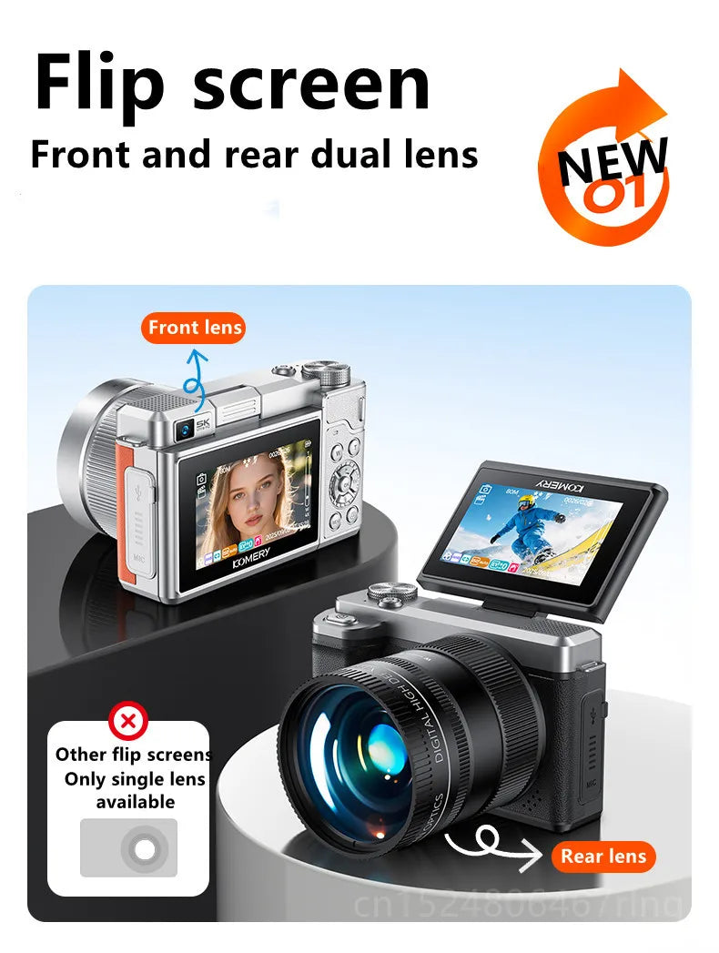 4K Dual Lens Vlogging Camera with Flip Screen & 18X Zoom