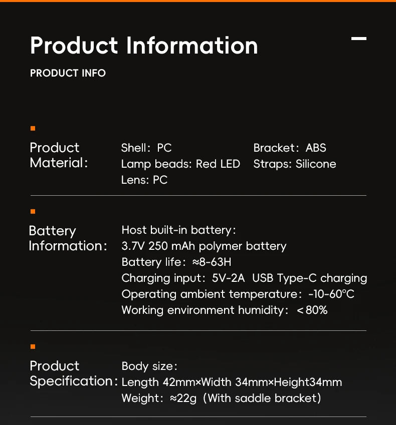 Smart Automatisk Bremse Sensor Cykellygte USB Genopladelig IPX6