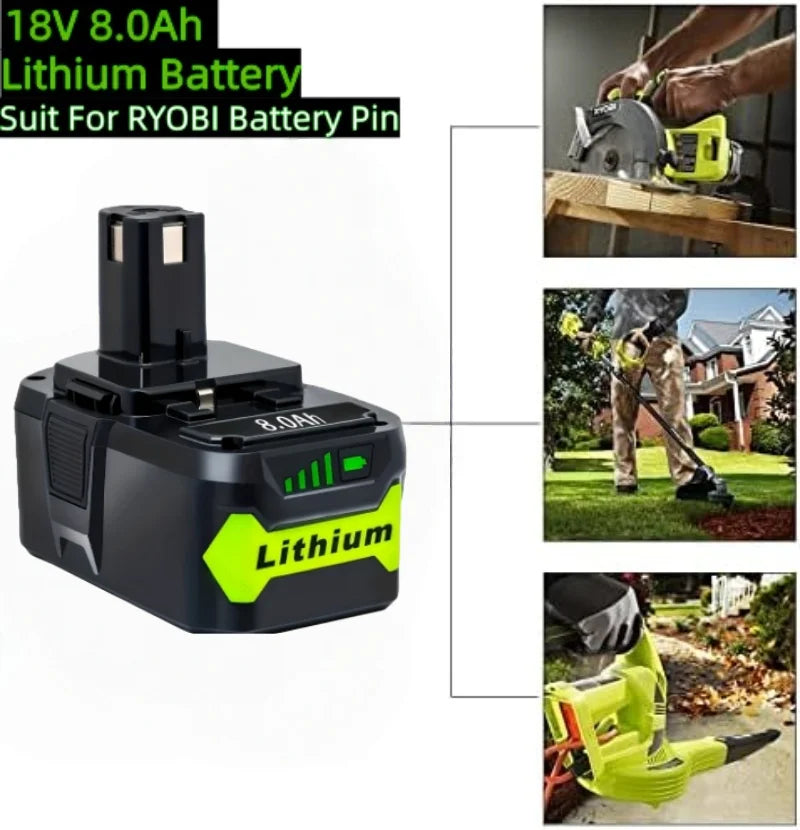 4-Pack 18V 8000mAh Li-Ion Replacement Battery