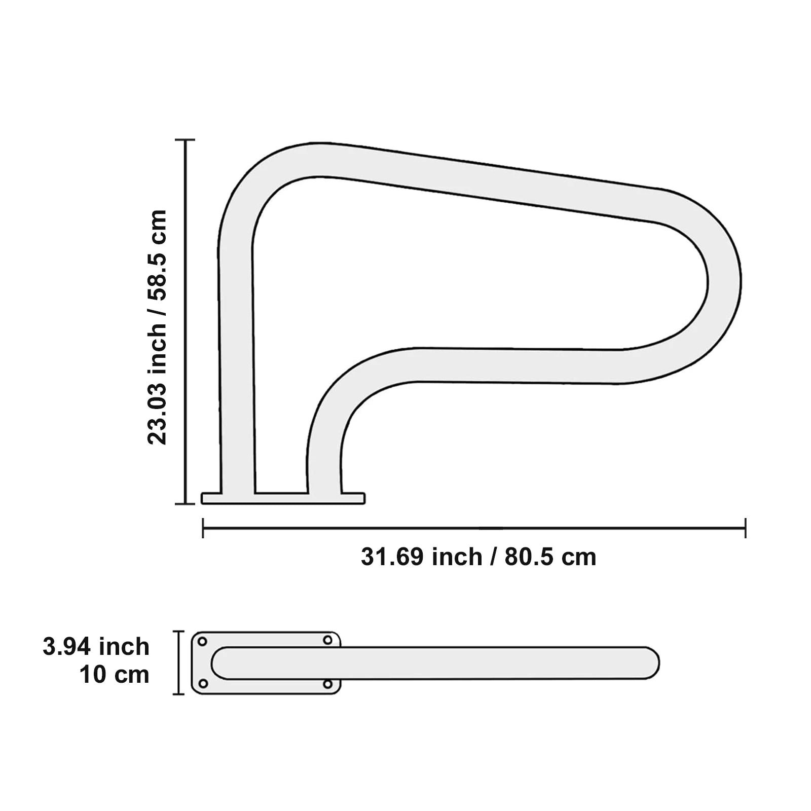 SucceBuy Pool Handrail Stainless Steel with Base Plate for Indoor/Outdoor Swimming Pool Safety Railing w/ Grip Cover for Decks