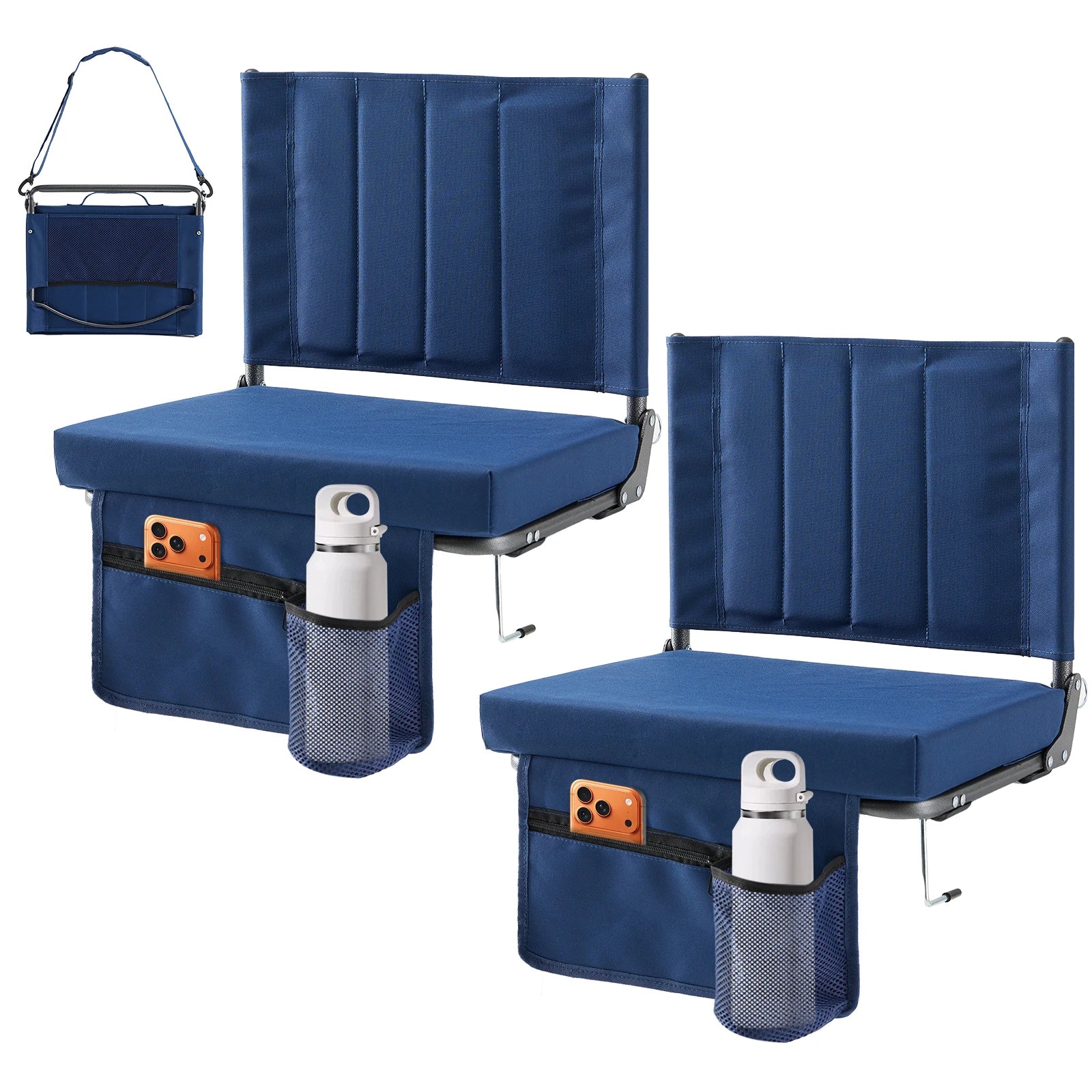 Foldable Stadium Seat with Back Support & Thick Padded Cushion