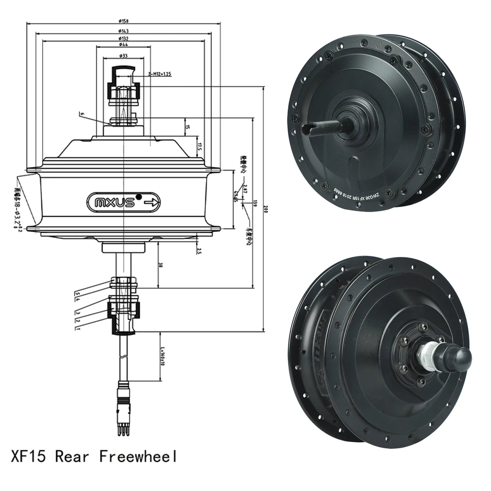 MXUS elektrický bicykel E‑Bike motor bezkefkový prevodový nábojový pohon