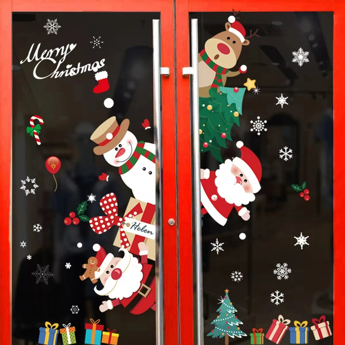 Christmas Wall Window Stickers Marry Christmas Decoration For Home 2024 Christmas Ornaments Xmas Navidad Gift New Year 2025 
