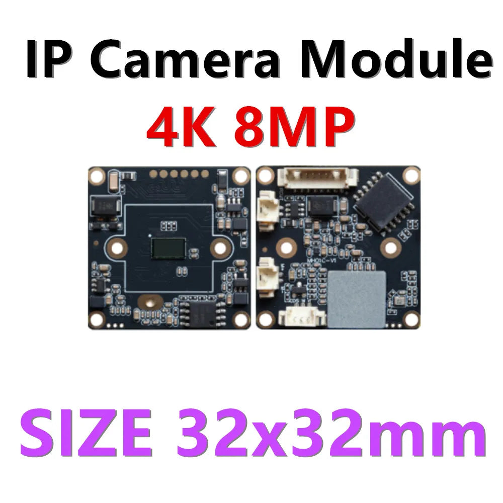 4K 8MP Mini IP Camera Module with Audio, RTSP, H.264/H.265