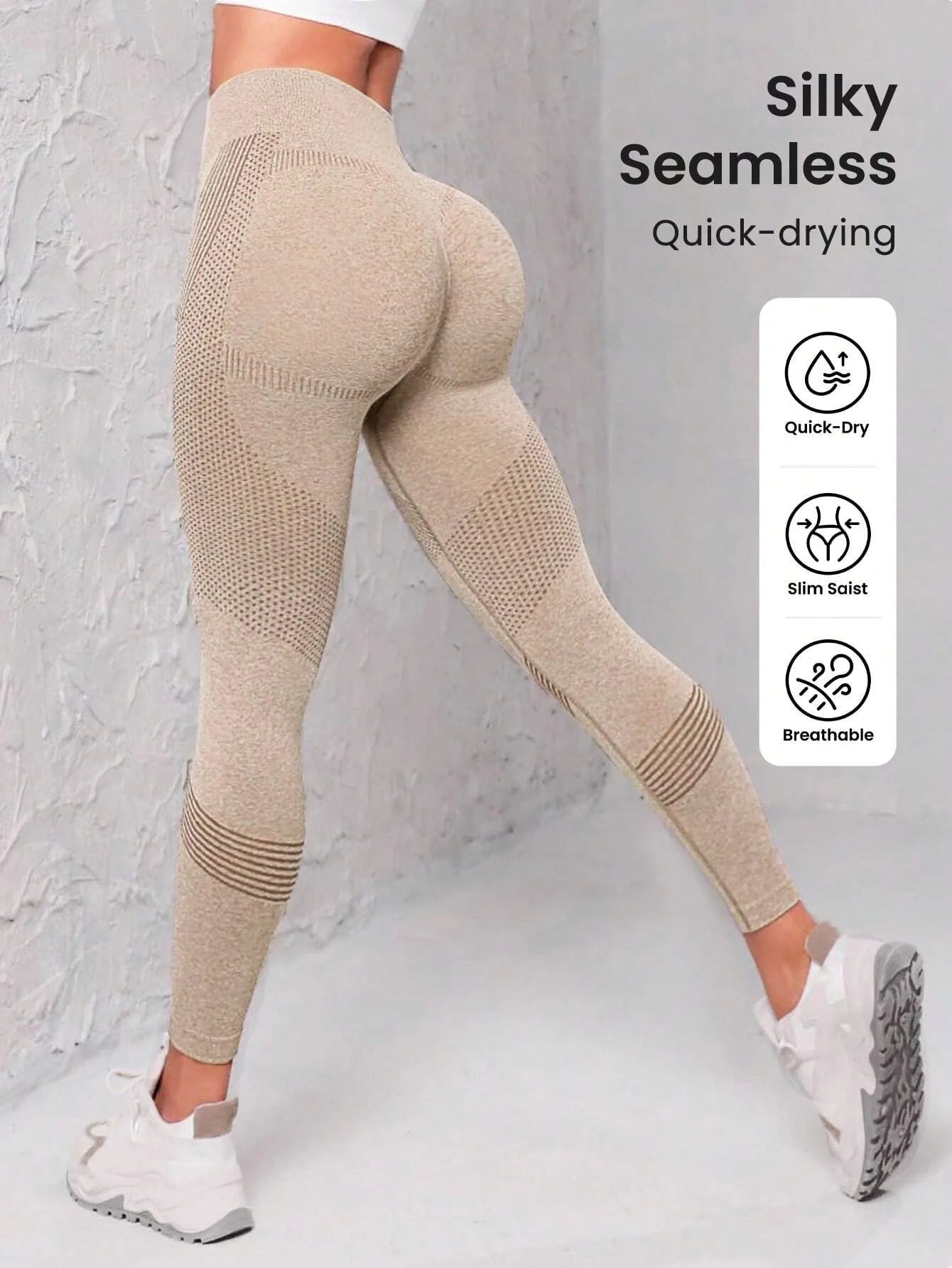 Seamless Wide Waistband Sports Leggings 