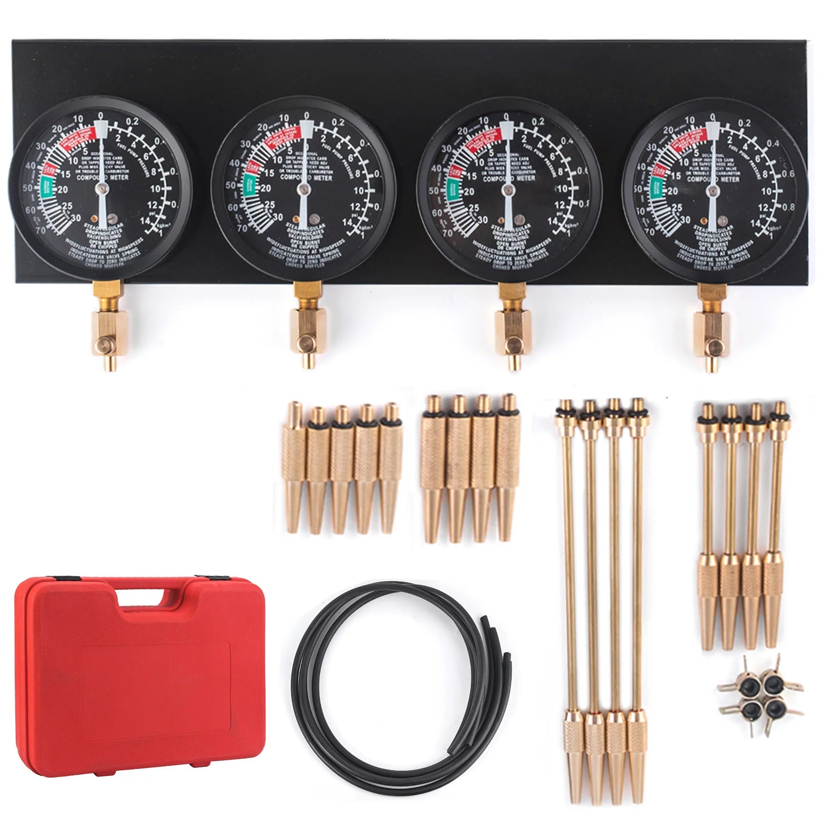 4-Gauge Carburetor Synchronizer Tool Kit with Hoses & Adapters