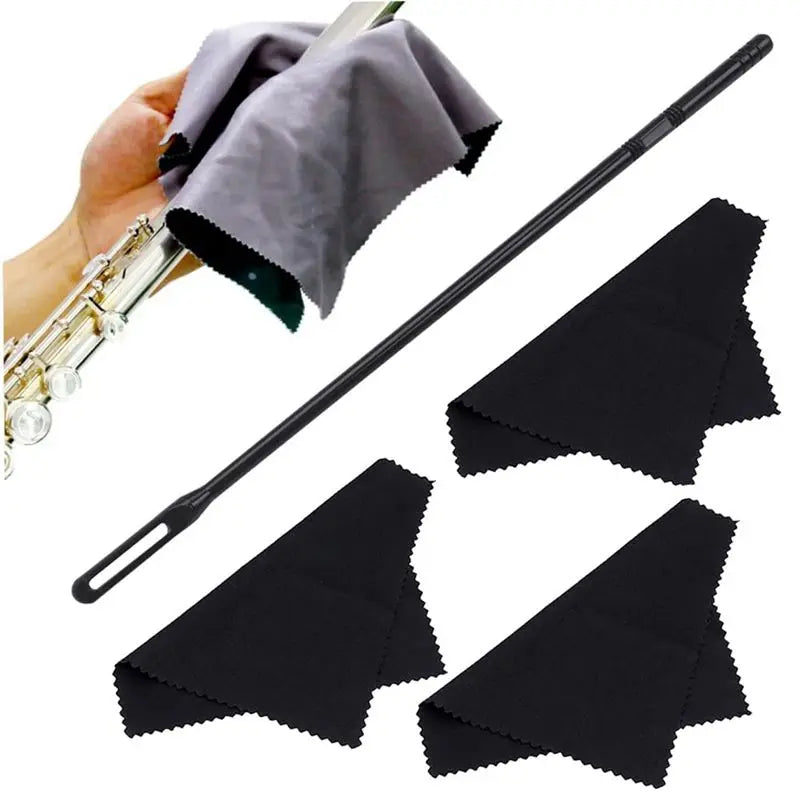  Vara de limpeza de flauta com 3 tecidos
