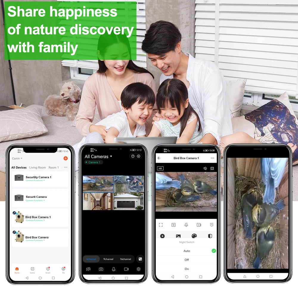 Smart WiFi Bird House Camera 4MP HD with Night Vision & App