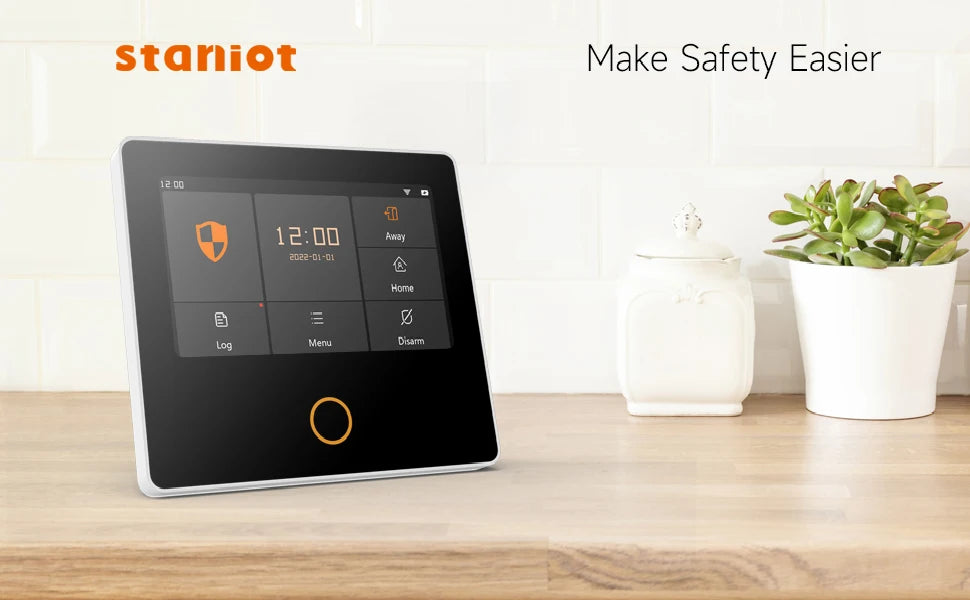Staniot WiFi SecPanel 5 Wireless Home Alarm System Tuya Smart 4.3" Touch Screen Security Kit Built-in Siren APP Remote Control 