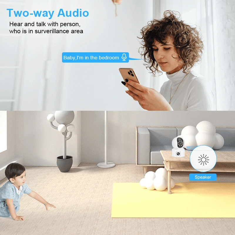 Caméra de sécurité WiFi à double objectif 6MP avec suivi automatique et audio